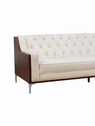 Parker Club Sofa Button Tufted Velvet Wood Frame With Polished Metal Legs Couch, Modern Contemporary