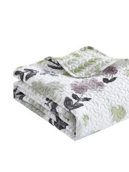 Parson Green 2 Piece Quilt Set Reversible Watercolor Floral Print Striped Pattern Design Bedding