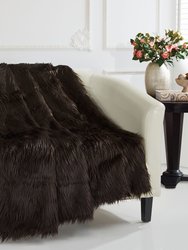 Penina Shaggy Throw Blanket New Faux Fur Collection Cozy Super Soft Ultra Plush Micromink Backing Decorative Design - Brown