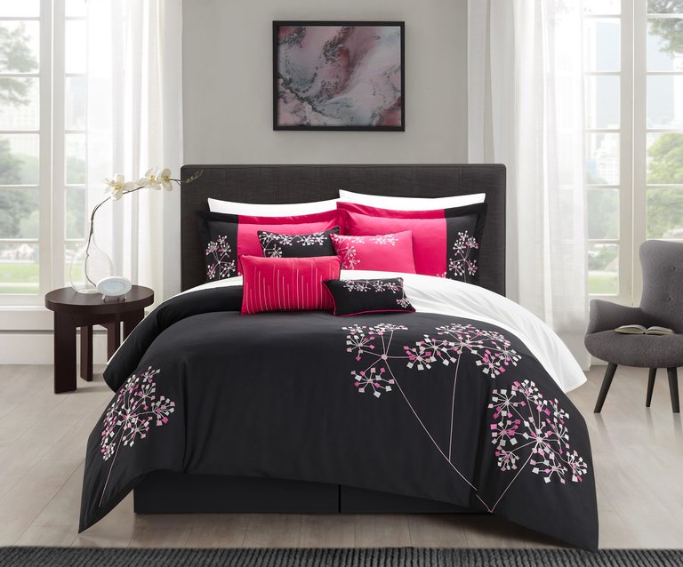 Fuchsia Petunia 8 Piece Comforter Set