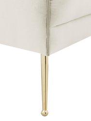Potter Club Chair Velvet Upholstered Tight Seat Back Design Flared Gold Tone Metal Legs With Decorative Pillow, Modern Contemporary