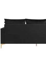 Queenstown Modular Chaise Sectional Sofa Velvet Upholstered Solid Gold Tone Metal Y-Legs With 2 Throw Pillows