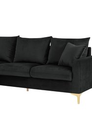 Queenstown Modular Chaise Sectional Sofa Velvet Upholstered Solid Gold Tone Metal Y-Legs With 2 Throw Pillows