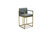 Quest Counter Stool Chair PU Leather Upholstered Square Arm Design Architectural Goldtone Solid Metal Base, Modern Contemporary - Grey