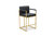 Quest Counter Stool Chair PU Leather Upholstered Square Arm Design Architectural Goldtone Solid Metal Base, Modern Contemporary - Black
