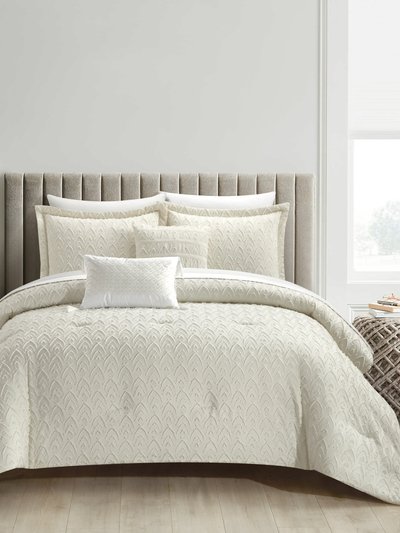 Chic Home Design Reign 5 Piece Comforter Set Clip Jacquard Geometric Pattern Design Bedding product