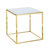 Rialto Side Table Nightstand Gold Finished Solid Metal Cube Frame Marble Look Top, Modern Contemporary