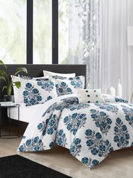 Riley 6 Piece Comforter Set Large Scale Floral Medallion Print Design Bed In A Bag Bedding