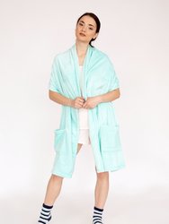 Roux Wrap Snuggle Robe Cozy Super Soft Ultra Plush Flannel Fleece Wearable Blanket - Aqua