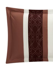Roxette 11 Piece Comforter Set Reversible Two-Tone Damask Pattern Geometric Quilting Bed In A Bag
