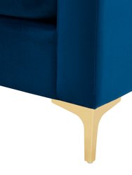 Roxie Club Chair Velvet Upholstered Loose Back Design Gold Tone Metal Y-Legs with Decorative Pillow, Modern Contemporary