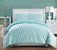 Sabina 7 Piece Reversible Comforter Set Embossed and Embroidered Quilted Bedding With Geometric Diamond Pattern Print Bed In A Bag - Aqua