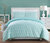 Sabina 7 Piece Reversible Comforter Set Embossed and Embroidered Quilted Bedding With Geometric Diamond Pattern Print Bed In A Bag - Aqua