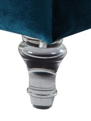 Sampson Velvet Modern Contemporary Button Tufted Clear Acrylic Legs Ottoman