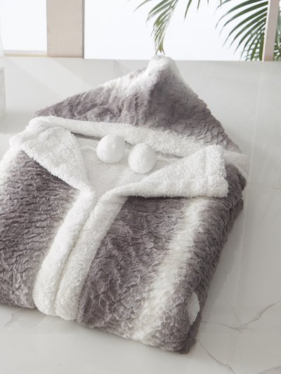 Chic Home Design Shaine Snuggle Hoodie Two Tone Animal Pattern Robe Cozy Super Soft Ultra Plush Micromink Coral Fleece Sherpa Lined Wearable Blanket product
