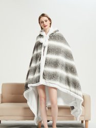 Shaine Snuggle Hoodie Two Tone Animal Pattern Robe Cozy Super Soft Ultra Plush Micromink Coral Fleece Sherpa Lined Wearable Blanket