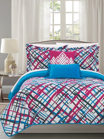 Chic Home Design Shane 5 Piece Reversible Quilt Set Abstract Print Design Coverlet Bedding product