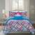 Shane 5 Piece Reversible Quilt Set Abstract Print Design Coverlet Bedding - Fuschia