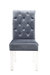 Sharon Dining Side Chair Button Tufted Velvet Upholstered Acrylic Legs - Set Of 2 - Grey