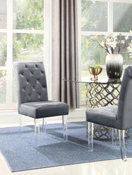 Sharon Dining Side Chair Button Tufted Velvet Upholstered Acrylic Legs - Set Of 2