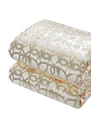 Shefield 9 Piece Comforter Set Geometric Gold Tone Metallic Lattice Pattern Print Bed In A Bag