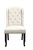 Shira Dining Side Accent Wingback Chair Button Tufted Faux Linen Upholstered Goldtone Nailhead Trim Tapered Espresso Wood Legs - Set Of 2 - Beige
