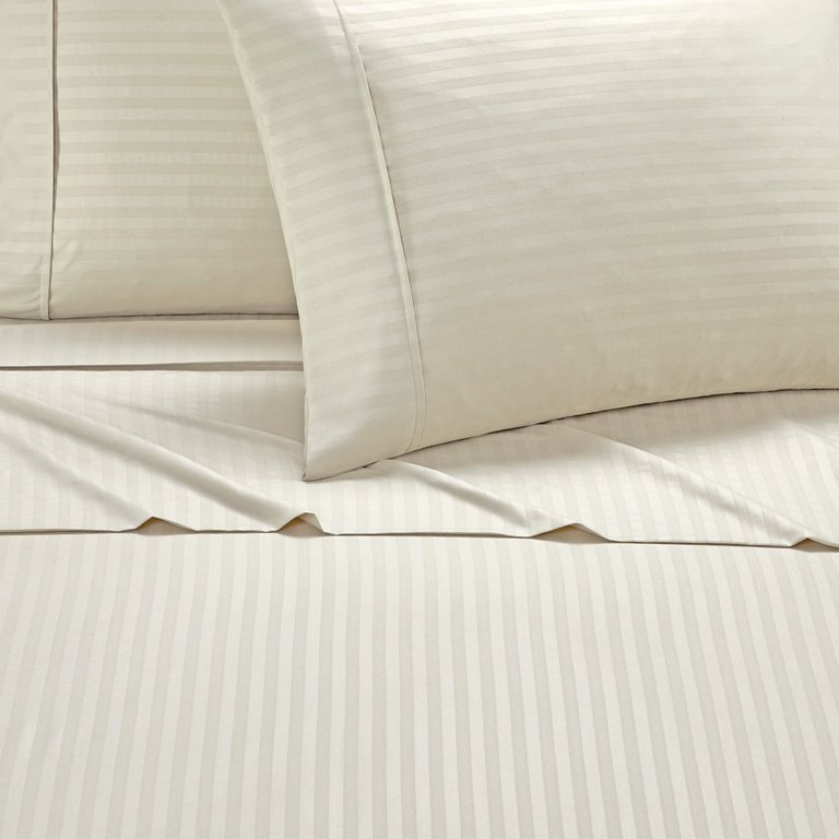 Siena 4 Piece Sheet Set Solid Color Striped Pattern Technique