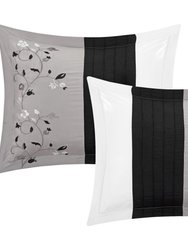 Sonjae 20 Piece Comforter Set Color Block Floral Embroidered Bed In A Bag Bedding
