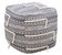 Spike Ottoman Woven Cotton Upholstered Two-Tone Striped Pattern With Tassels Square Pouf, Modern Transitional - Grey