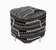Spike Ottoman Woven Cotton Upholstered Two-Tone Striped Pattern With Tassels Square Pouf, Modern Transitional - Black
