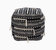 Spike Ottoman Woven Cotton Upholstered Two-Tone Striped Pattern With Tassels Square Pouf, Modern Transitional