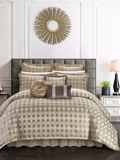 Chic Home Design Sue 9 Piece Comforter Set Chenille Geometric Scroll Pattern Flange Border Bedding product