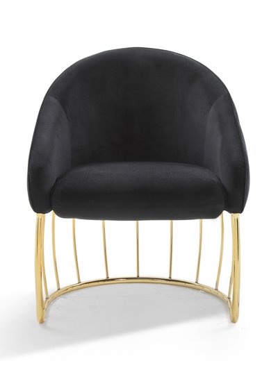 Chic Home Design Teatro Accent Club Chair Shell Design Velvet Upholstered Half-Moon Gold Plated Rods Solid Metal Base product