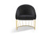 Teatro Accent Club Chair Shell Design Velvet Upholstered Half-Moon Gold Plated Rods Solid Metal Base - Black