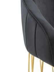 Teatro Accent Club Chair Shell Design Velvet Upholstered Half-Moon Gold Plated Rods Solid Metal Base