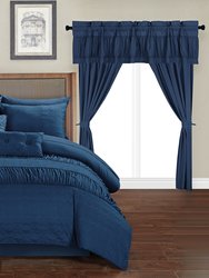 Tinos 20 Piece Comforter Set Striped Ruched Ruffled Embossed Bed In A Bag Bedding - Navy