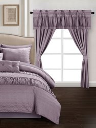 Tinos 20 Piece Comforter Set Striped Ruched Ruffled Embossed Bed In A Bag Bedding - Plum