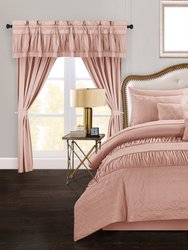 Tinos 20 Piece Comforter Set Striped Ruched Ruffled Embossed Bed In A Bag Bedding - Coral