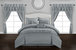 Tinos 20 Piece Comforter Set Striped Ruched Ruffled Embossed Bed In A Bag Bedding - Grey