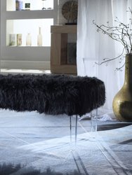 Trento Modern Contemporary Faux Fur Acrylic Leg Bench