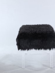 Trento Modern Contemporary Faux Fur Acrylic Leg Bench