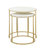 Tuscany Nightstand Side Table 2 Piece Set Gold Finished Gibbous Moon Frame PU Leather Top, Modern Contemporary - Cream