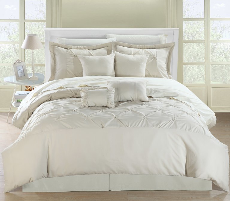 Veronica 8 Pc Comforter Set - Beige