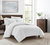 Wesley 2 Piece Duvet Cover Set Contemporary Solid White With Dot Striped Pattern Print Design Bedding