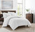 Wesley 3 Piece Duvet Cover Set Contemporary Solid White With Dot Striped Pattern Print Design Bedding