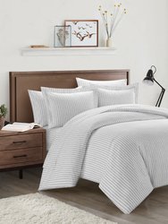 Wesley 5 Piece Duvet Cover Set Contemporary Solid White With Dot Striped Pattern Print Design Bed In A Bag Bedding