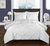 Whitley 3 Piece Duvet Cover Set Ruffled Pinch Pleat Design Embellished Zipper Closure Bedding - White