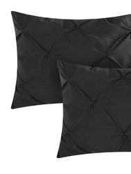 Whitley 3 Piece Duvet Cover Set Ruffled Pinch Pleat Design Embellished Zipper Closure Bedding