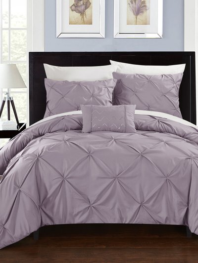 Chic Home Design Whitley 3 Piece Duvet Cover Set Ruffled Pinch Pleat Design Embellished Zipper Closure Bedding product