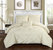 Whitley 4 Piece Duvet Cover Set Ruffled Pinch Pleat Design Embellished Zipper Closure Bedding - Beige